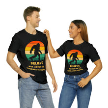 Load image into Gallery viewer, Believe - but not the globalist agenda - Unisex Jersey Short Sleeve Tee