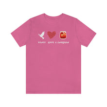 Load image into Gallery viewer, Peace Love and Sangria Unisex Jersey Short Sleeve Tee