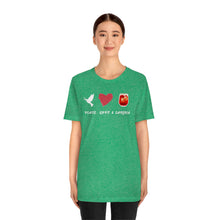 Load image into Gallery viewer, Peace Love and Sangria Unisex Jersey Short Sleeve Tee