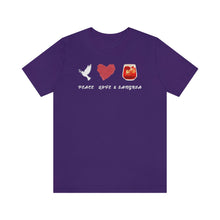 Load image into Gallery viewer, Peace Love and Sangria Unisex Jersey Short Sleeve Tee