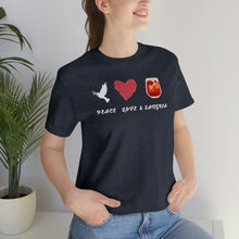 Load image into Gallery viewer, Peace Love and Sangria Unisex Jersey Short Sleeve Tee