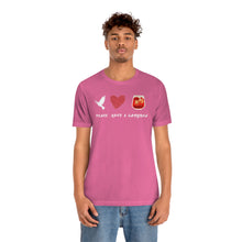 Load image into Gallery viewer, Peace Love and Sangria Unisex Jersey Short Sleeve Tee
