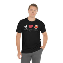 Load image into Gallery viewer, Peace Love and Sangria Unisex Jersey Short Sleeve Tee