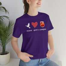 Load image into Gallery viewer, Peace Love and Sangria Unisex Jersey Short Sleeve Tee
