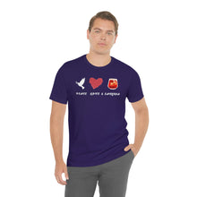 Load image into Gallery viewer, Peace Love and Sangria Unisex Jersey Short Sleeve Tee