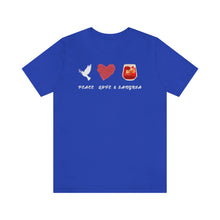 Load image into Gallery viewer, Peace Love and Sangria Unisex Jersey Short Sleeve Tee