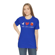 Load image into Gallery viewer, Peace Love and Sangria Unisex Jersey Short Sleeve Tee