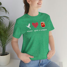 Load image into Gallery viewer, Peace Love and Sangria Unisex Jersey Short Sleeve Tee
