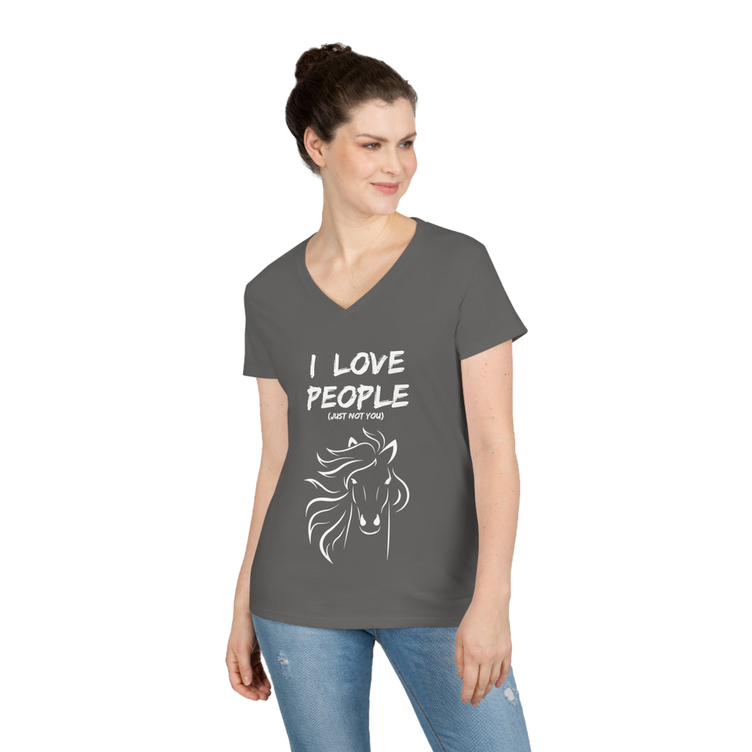 I Love People Sassy-Horse - Ladies' V-Neck T-Shirt